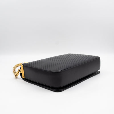 Babylone Flap Shoulder Bag Black Quilted Lambskin Leather