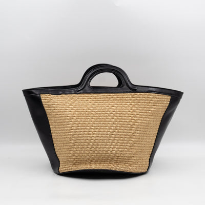 Tropicalia Small Bag Black Leather & Raffia-effect Fabric