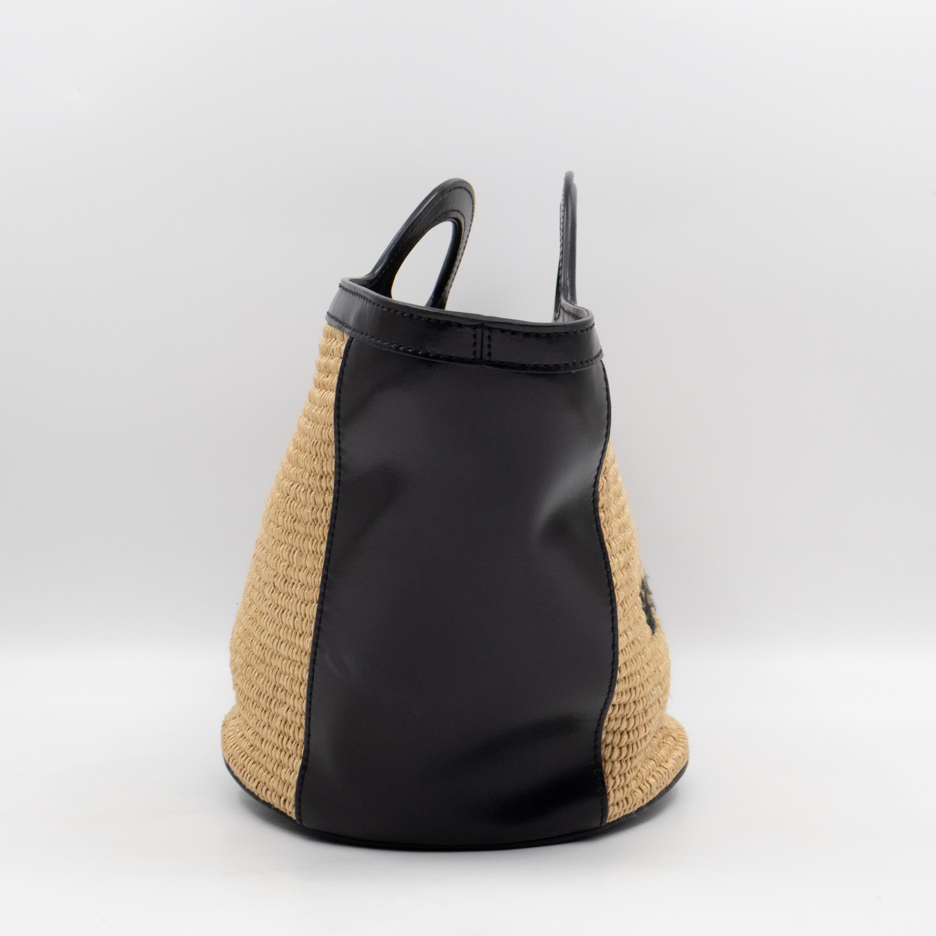 Tropicalia Small Bag Black Leather & Raffia-effect Fabric