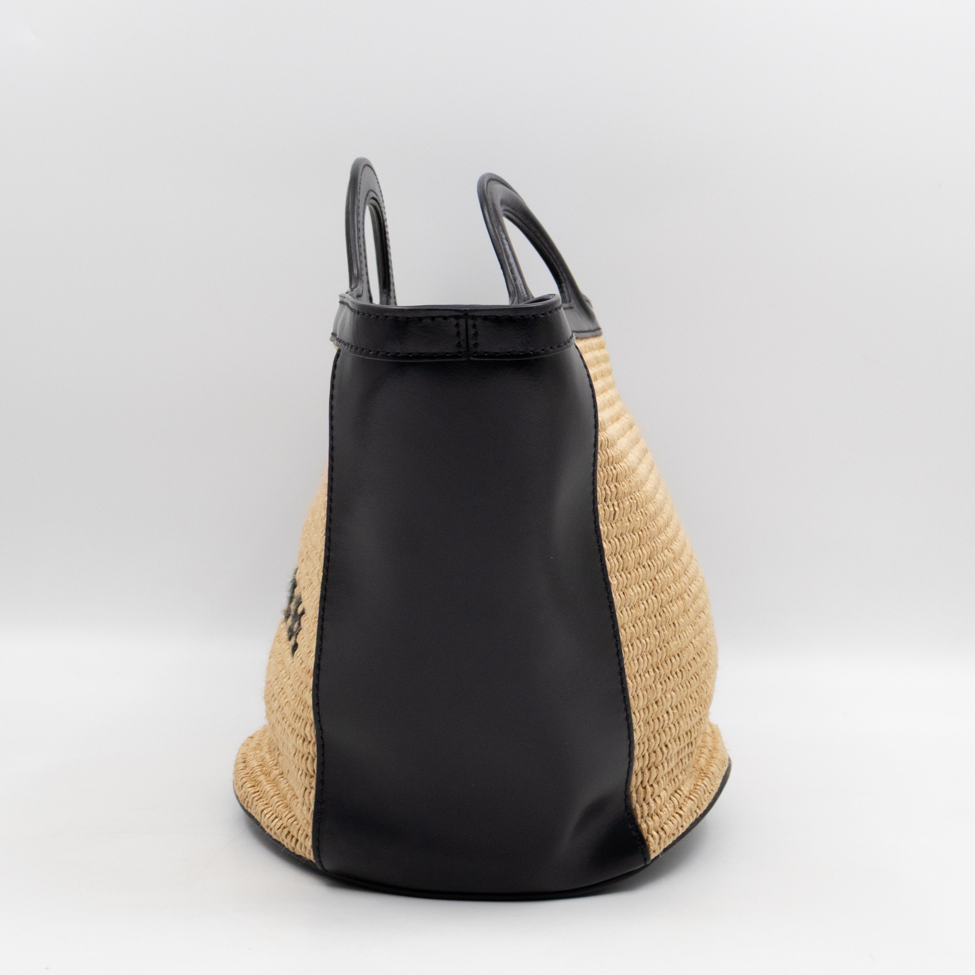 Tropicalia Small Bag Black Leather & Raffia-effect Fabric