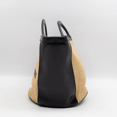 Tropicalia Small Bag Black Leather & Raffia-effect Fabric