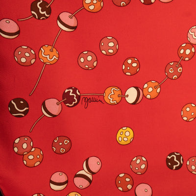 Silk Scarf 90 Dancing Pearls Red