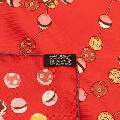 Silk Scarf 90 Dancing Pearls Red