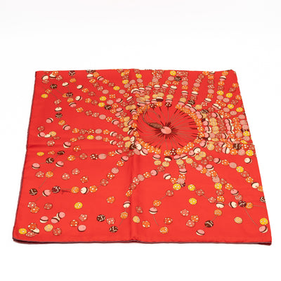 Silk Scarf 90 Dancing Pearls Red