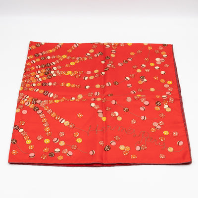 Silk Scarf 90 Dancing Pearls Red