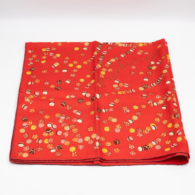 Silk Scarf 90 Dancing Pearls Red