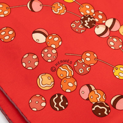 Silk Scarf 90 Dancing Pearls Red