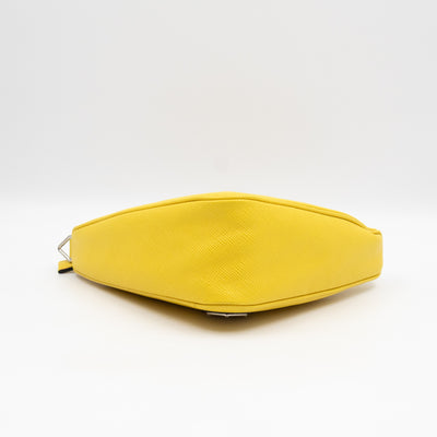 Triangle Clutch Bag Yellow Saffiano Leather