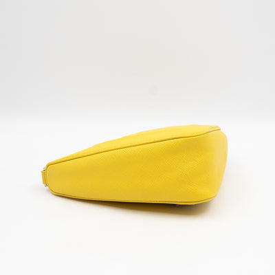 Triangle Clutch Bag Yellow Saffiano Leather