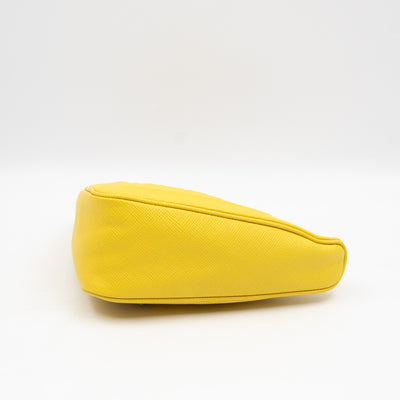 Triangle Clutch Bag Yellow Saffiano Leather