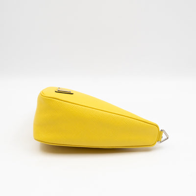 Triangle Clutch Bag Yellow Saffiano Leather
