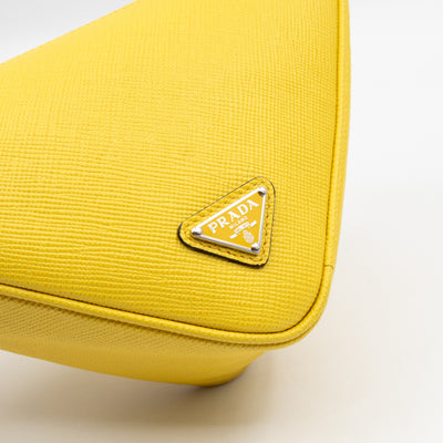 Triangle Clutch Bag Yellow Saffiano Leather