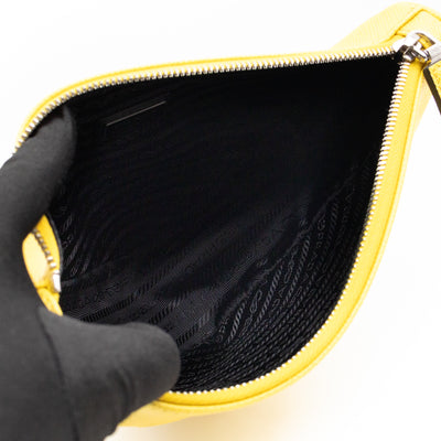 Triangle Clutch Bag Yellow Saffiano Leather