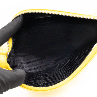 Triangle Clutch Bag Yellow Saffiano Leather