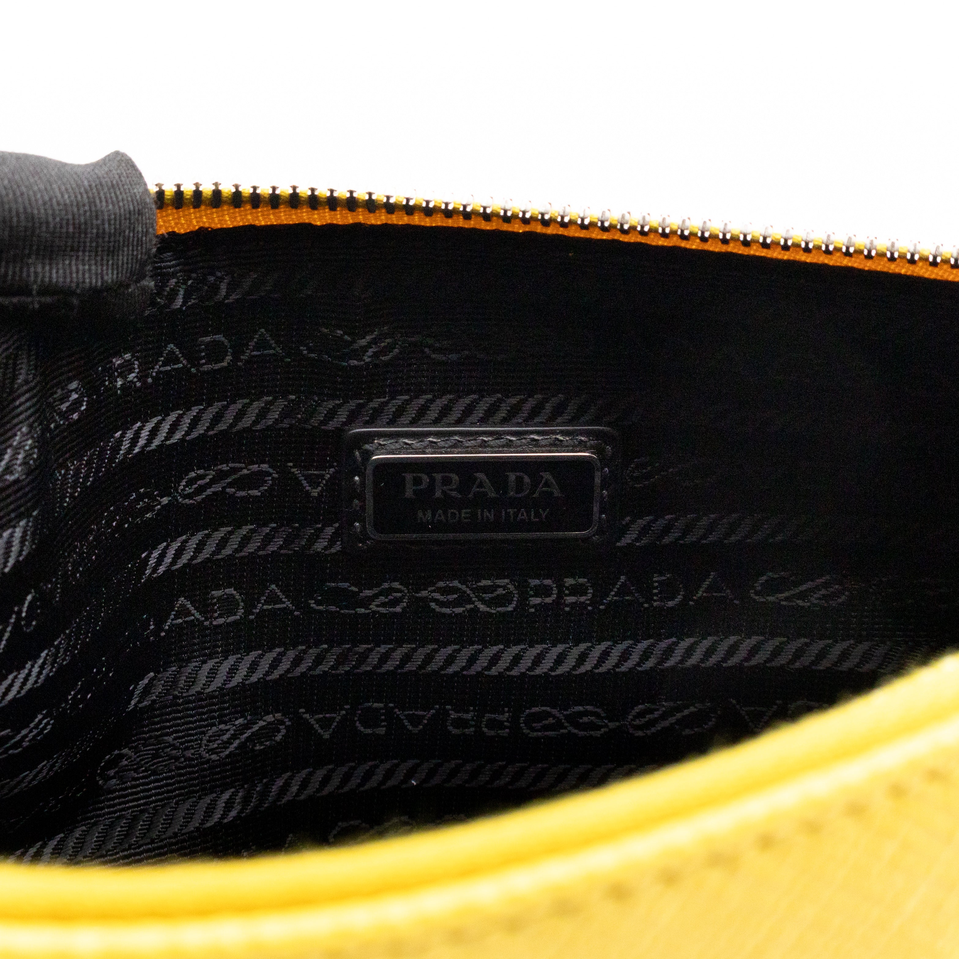 Triangle Clutch Bag Yellow Saffiano Leather