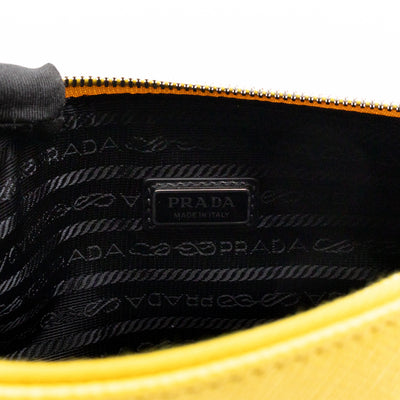 Triangle Clutch Bag Yellow Saffiano Leather