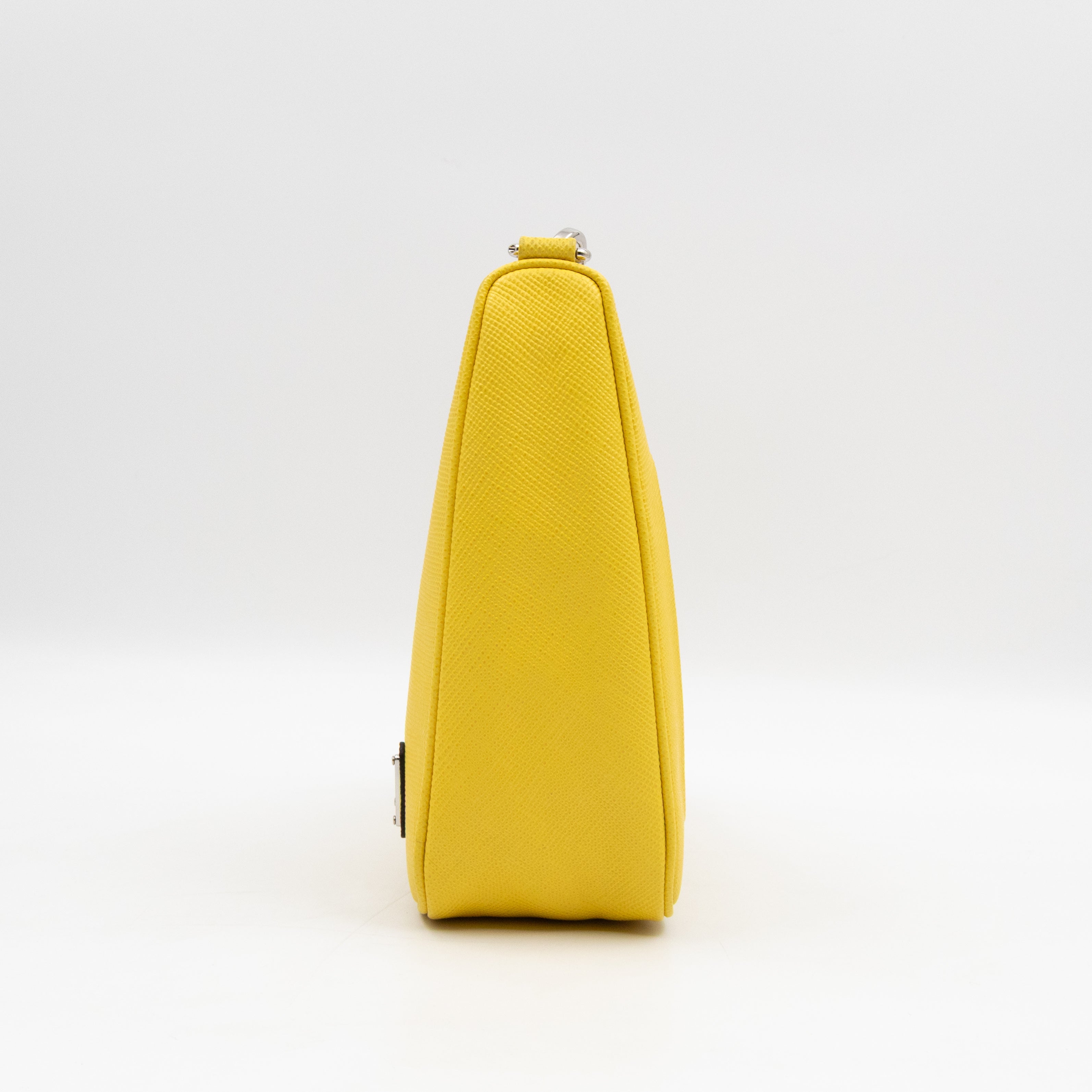 Triangle Clutch Bag Yellow Saffiano Leather