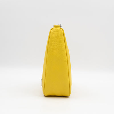 Triangle Clutch Bag Yellow Saffiano Leather