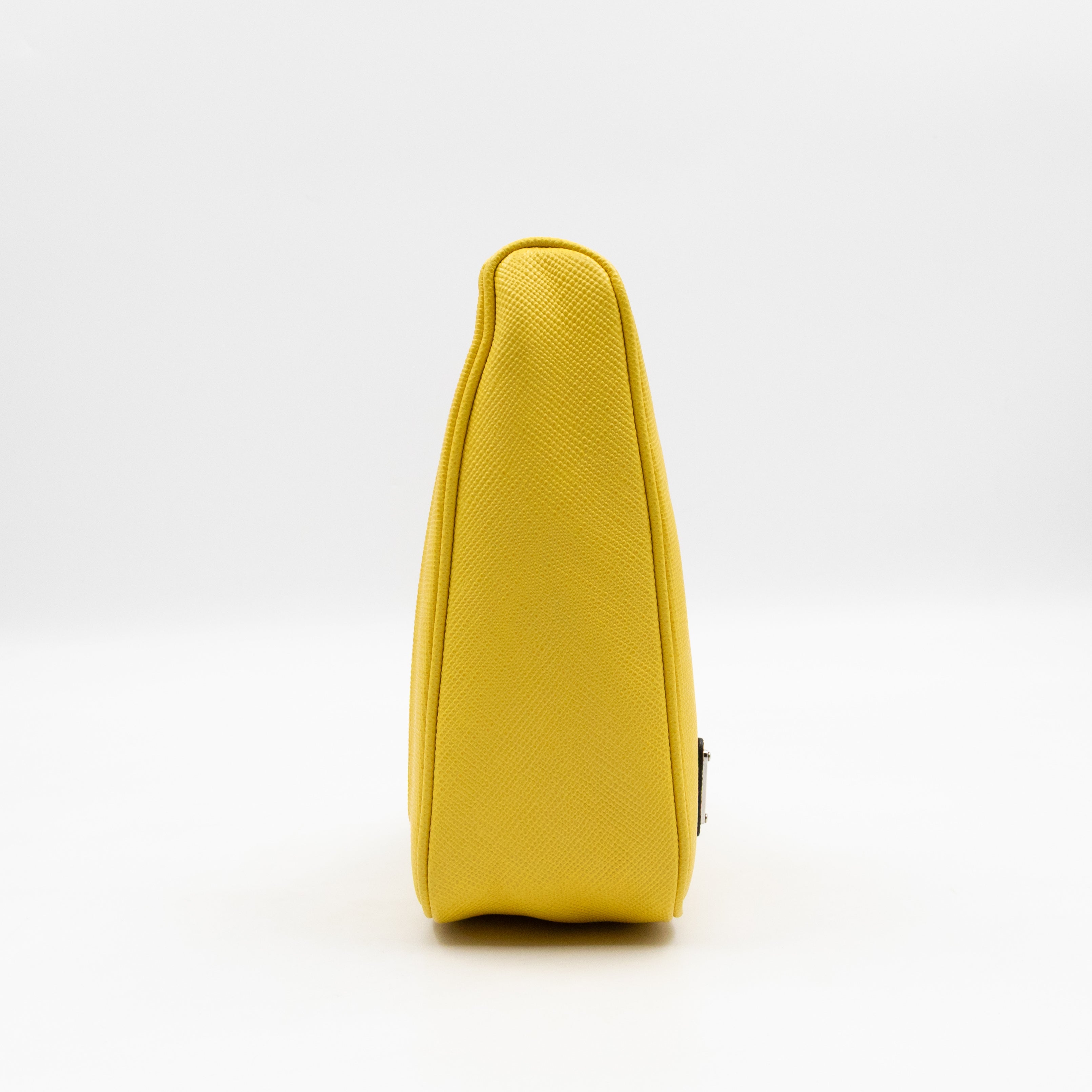 Triangle Clutch Bag Yellow Saffiano Leather