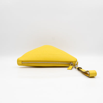 Triangle Clutch Bag Yellow Saffiano Leather