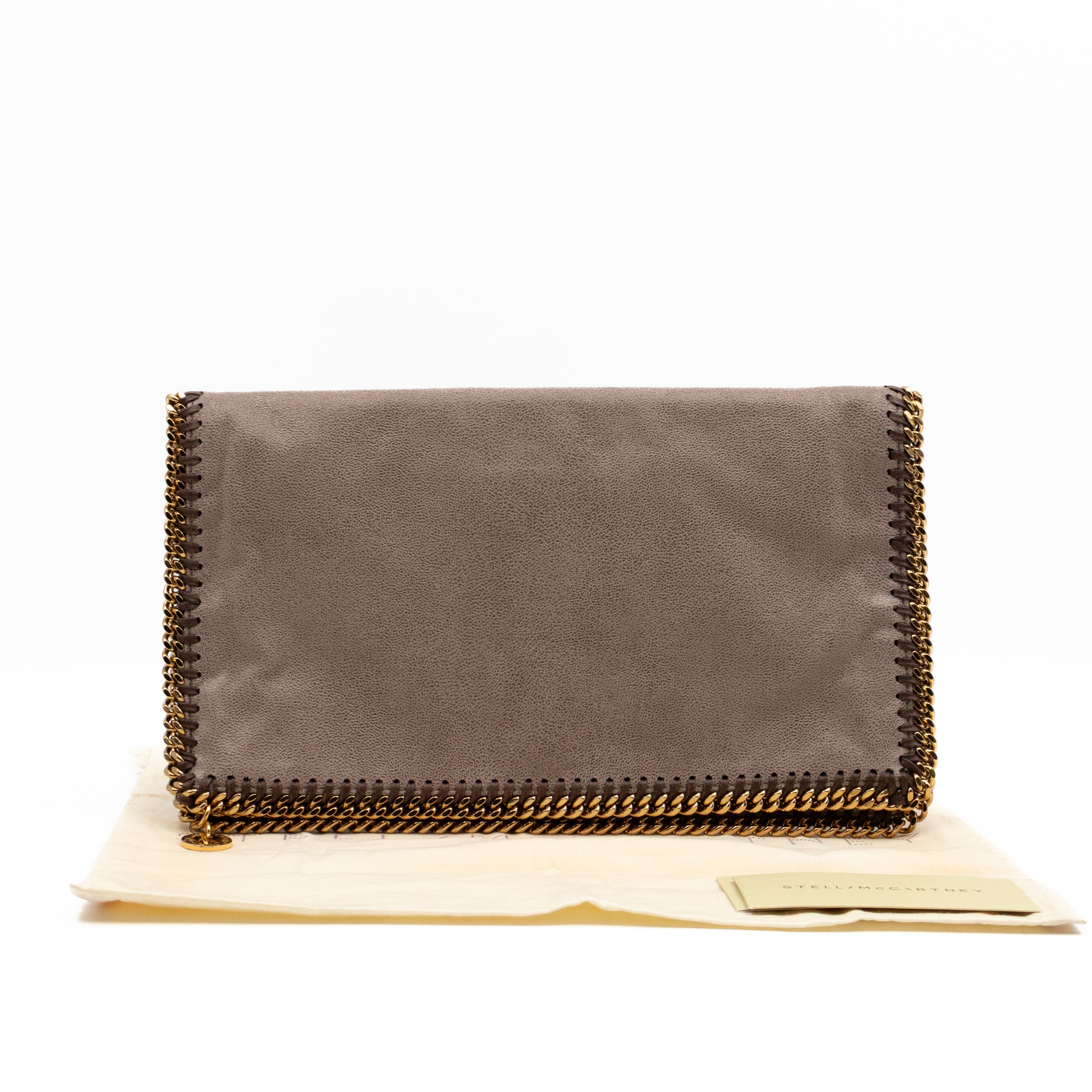 Falabella Fold Over Clutch Grey Gold