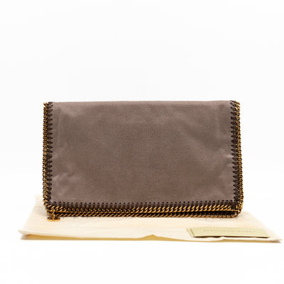 Falabella Fold Over Clutch Grey Gold