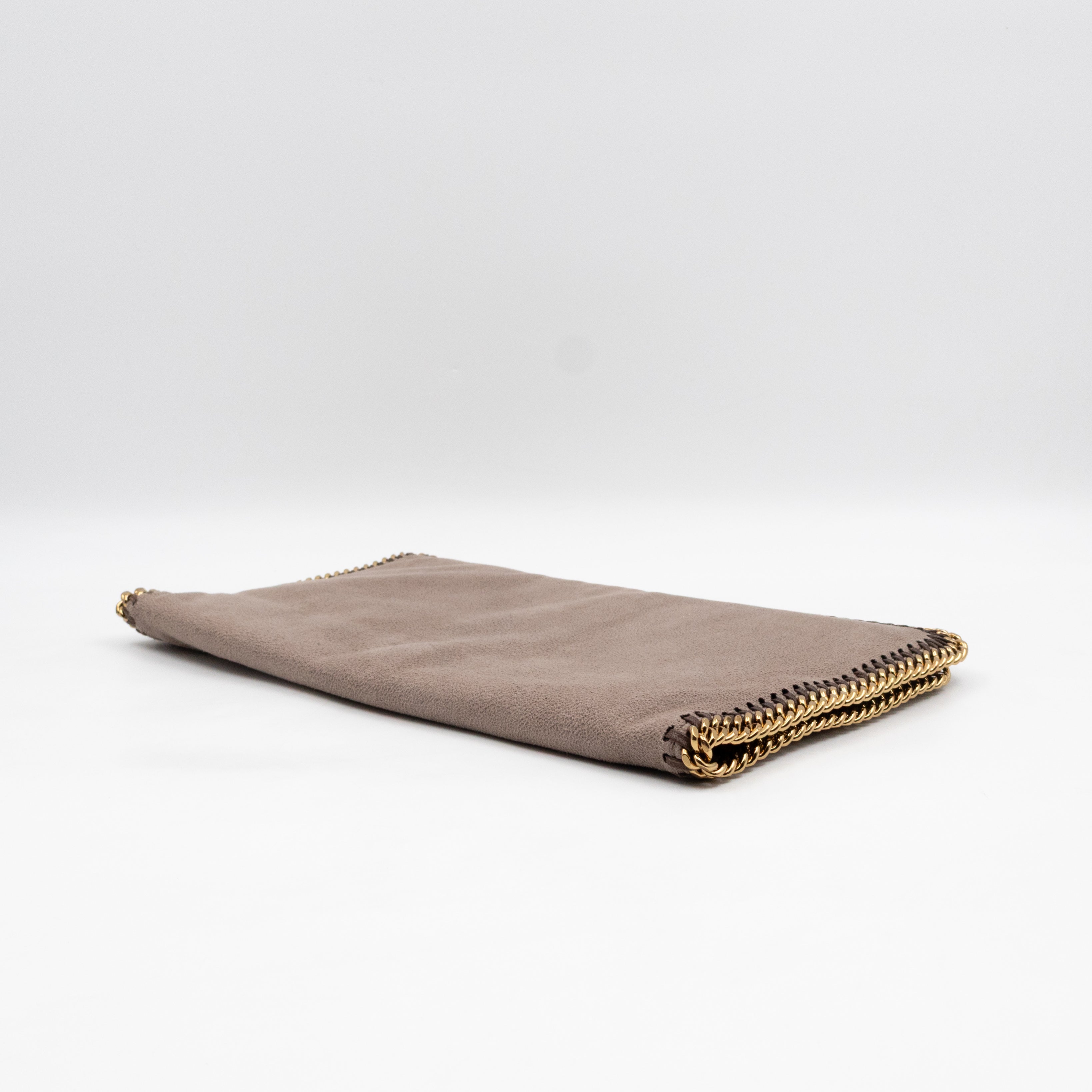 Falabella Fold Over Clutch Grey Gold