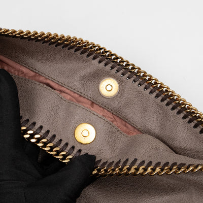 Falabella Fold Over Clutch Grey Gold