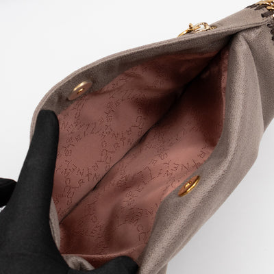 Falabella Fold Over Clutch Grey Gold