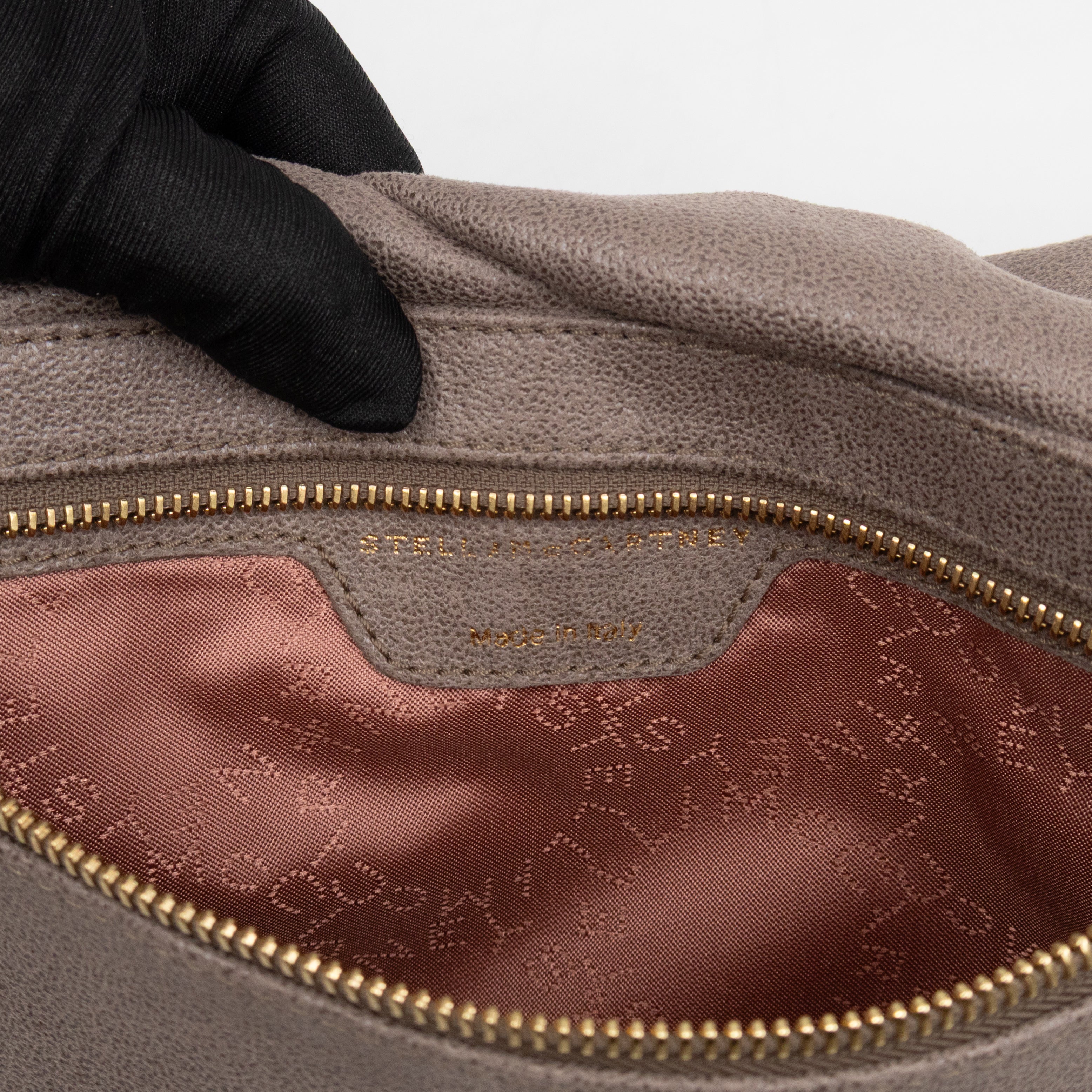 Falabella Fold Over Clutch Grey Gold