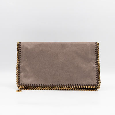 Falabella Fold Over Clutch Grey Gold