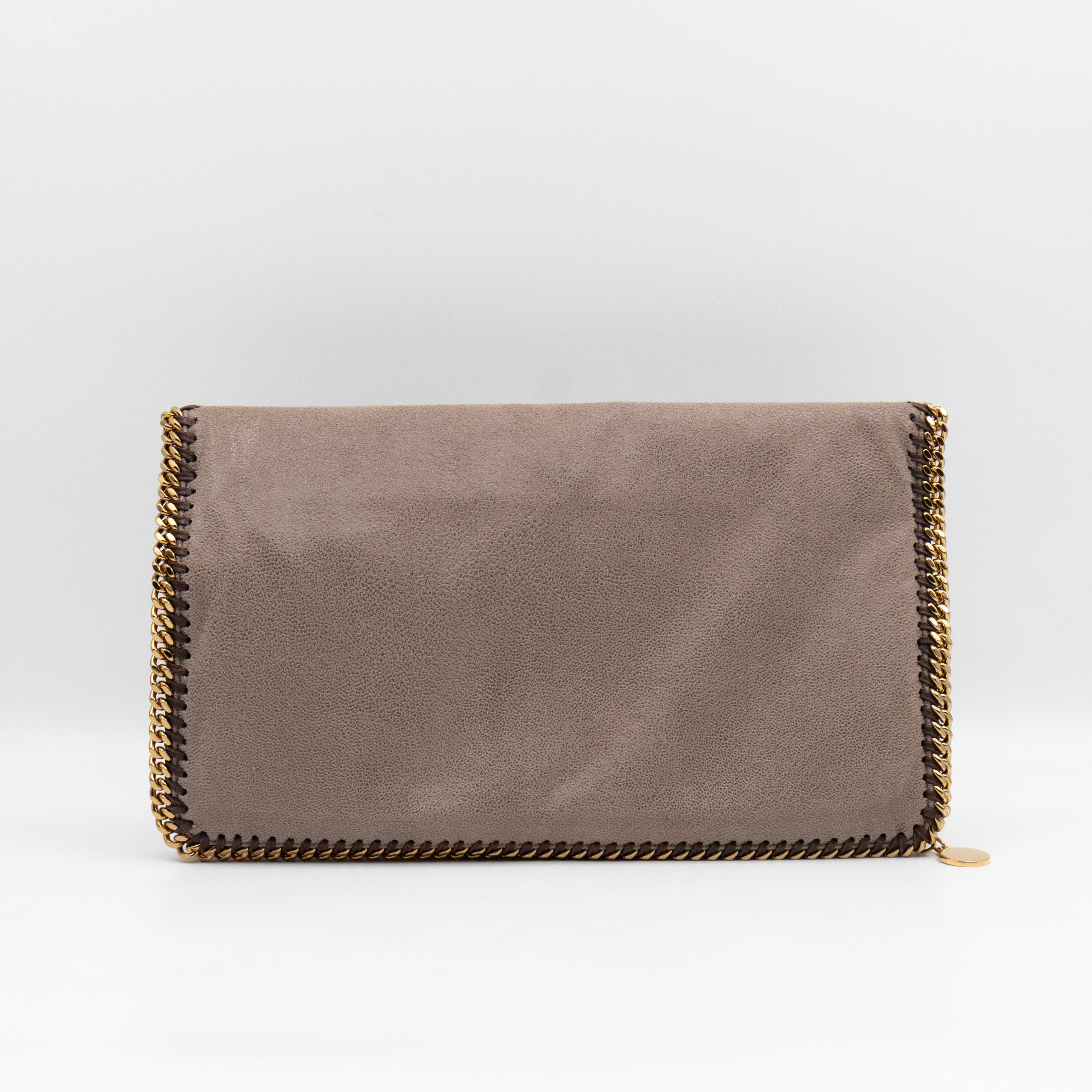 Falabella Fold Over Clutch Grey Gold