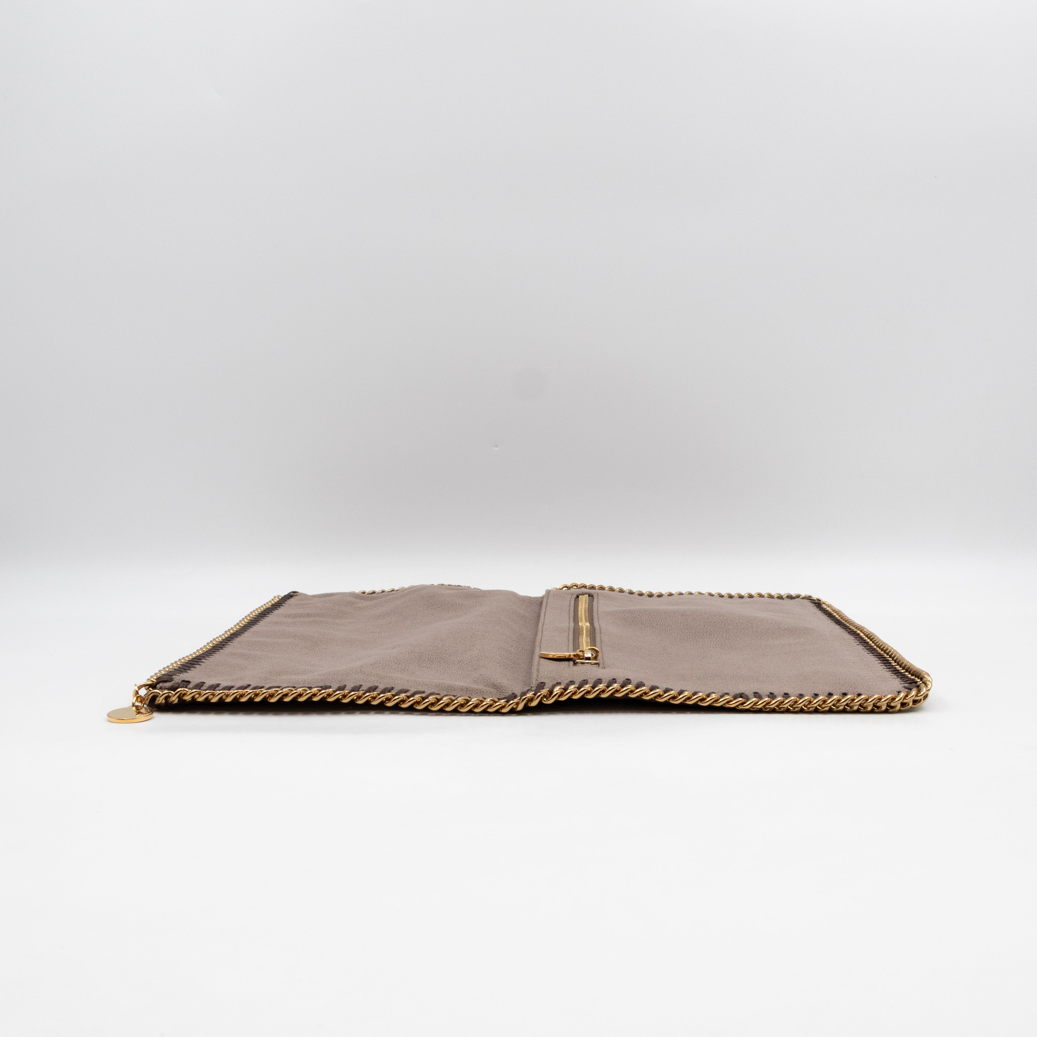 Falabella Fold Over Clutch Grey Gold