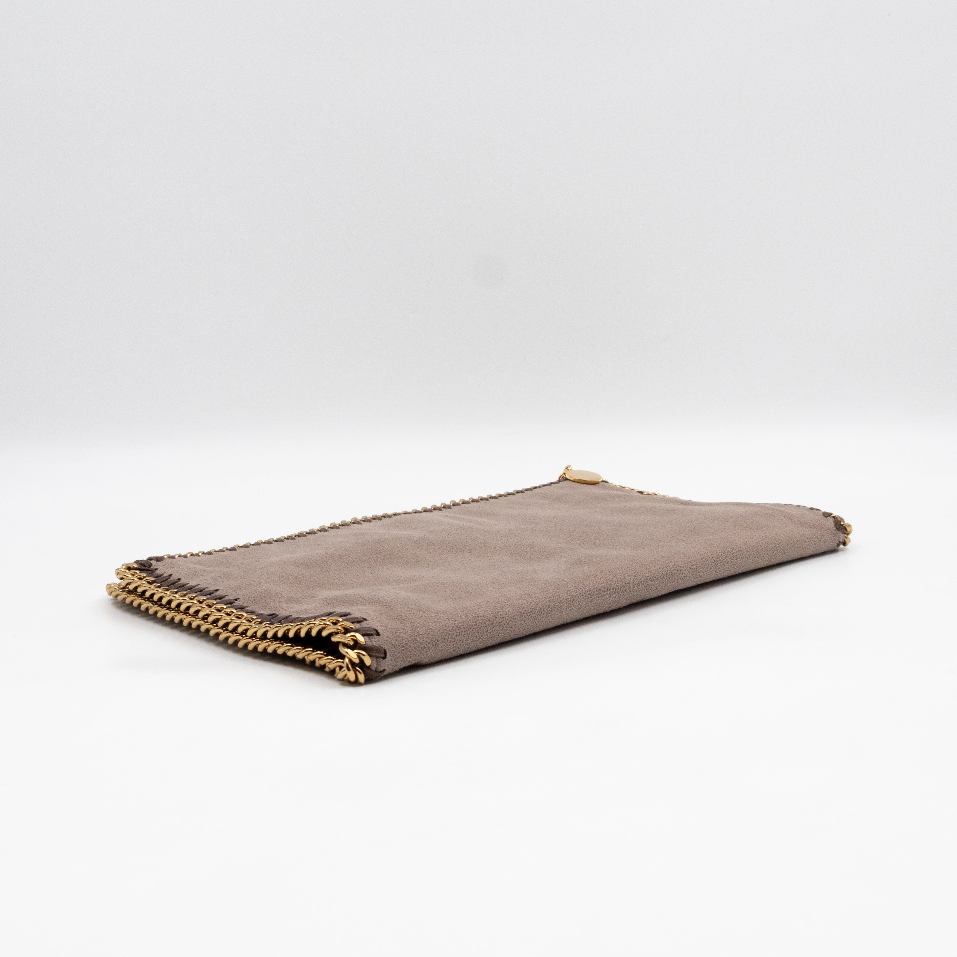 Falabella Fold Over Clutch Grey Gold