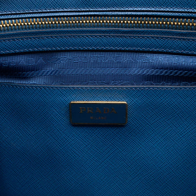 Galleria Medium Double Zip Blue Two Tone Saffiano Leather