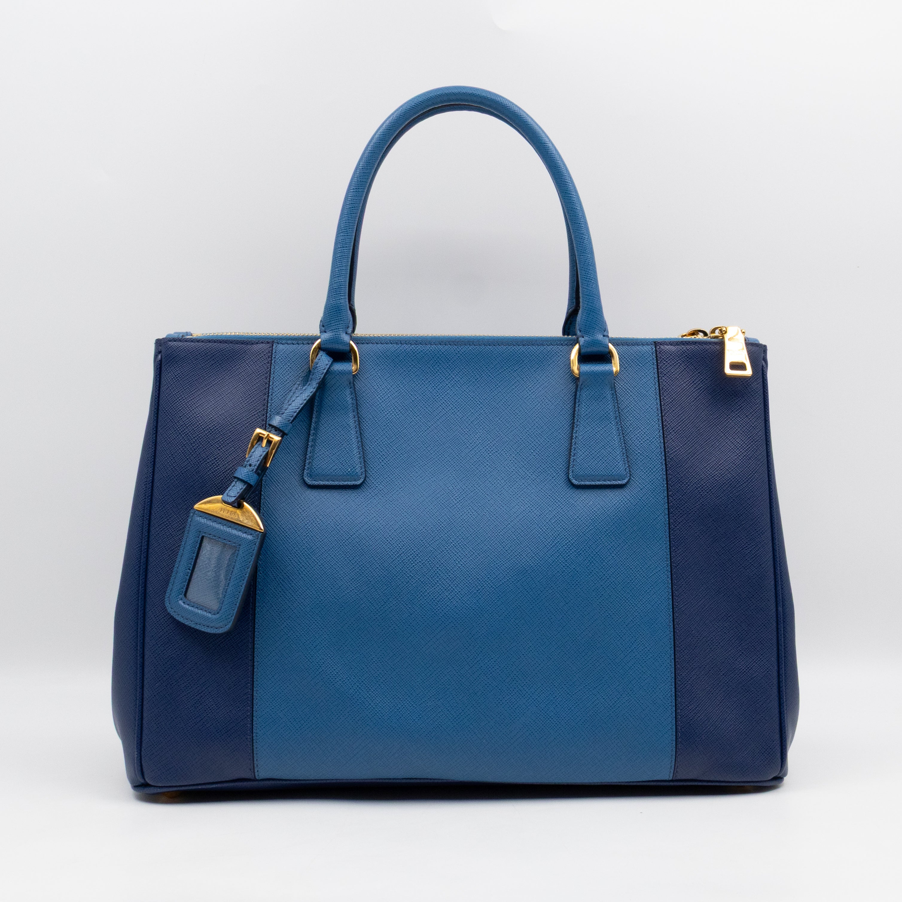 Galleria Medium Double Zip Blue Two Tone Saffiano Leather