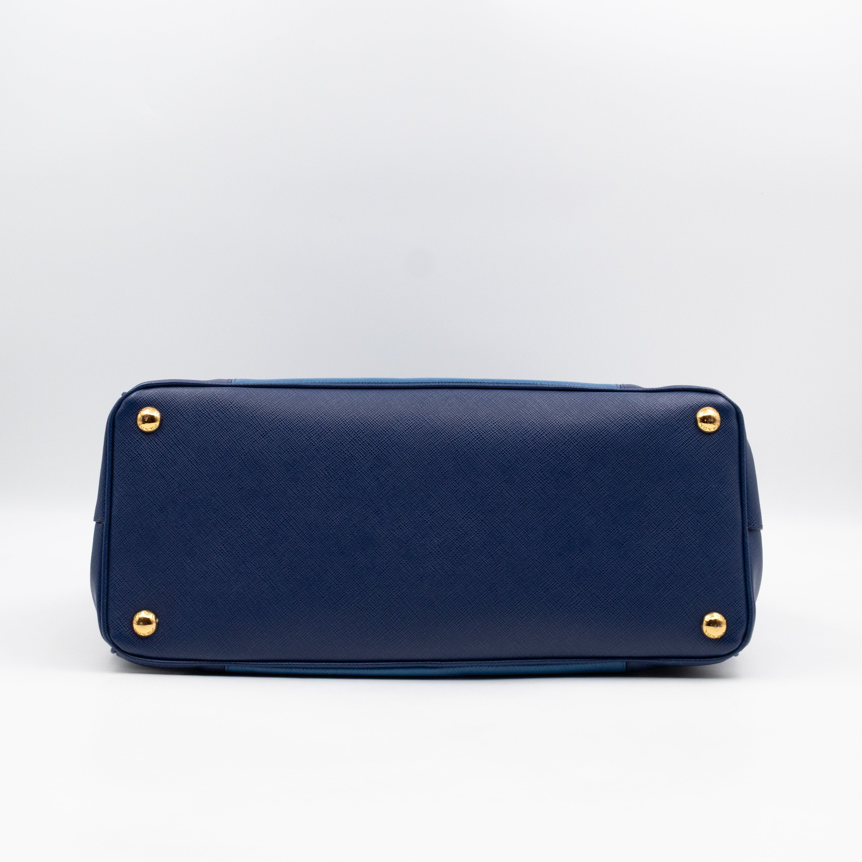 Galleria Medium Double Zip Blue Two Tone Saffiano Leather