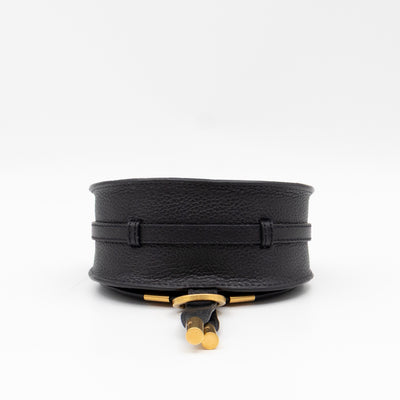 Marcie Saddle Micro Crossbody Bag Black Leather