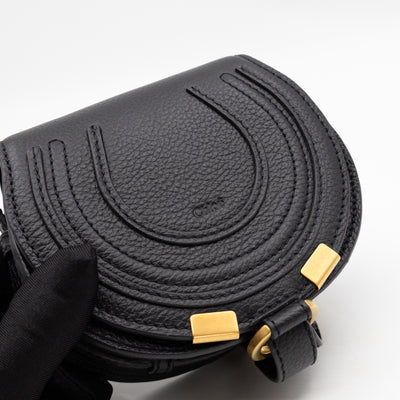 Marcie Saddle Micro Crossbody Bag Black Leather