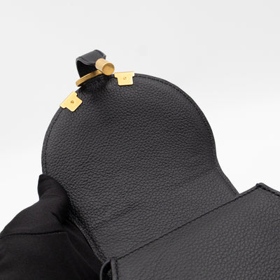 Marcie Saddle Micro Crossbody Bag Black Leather