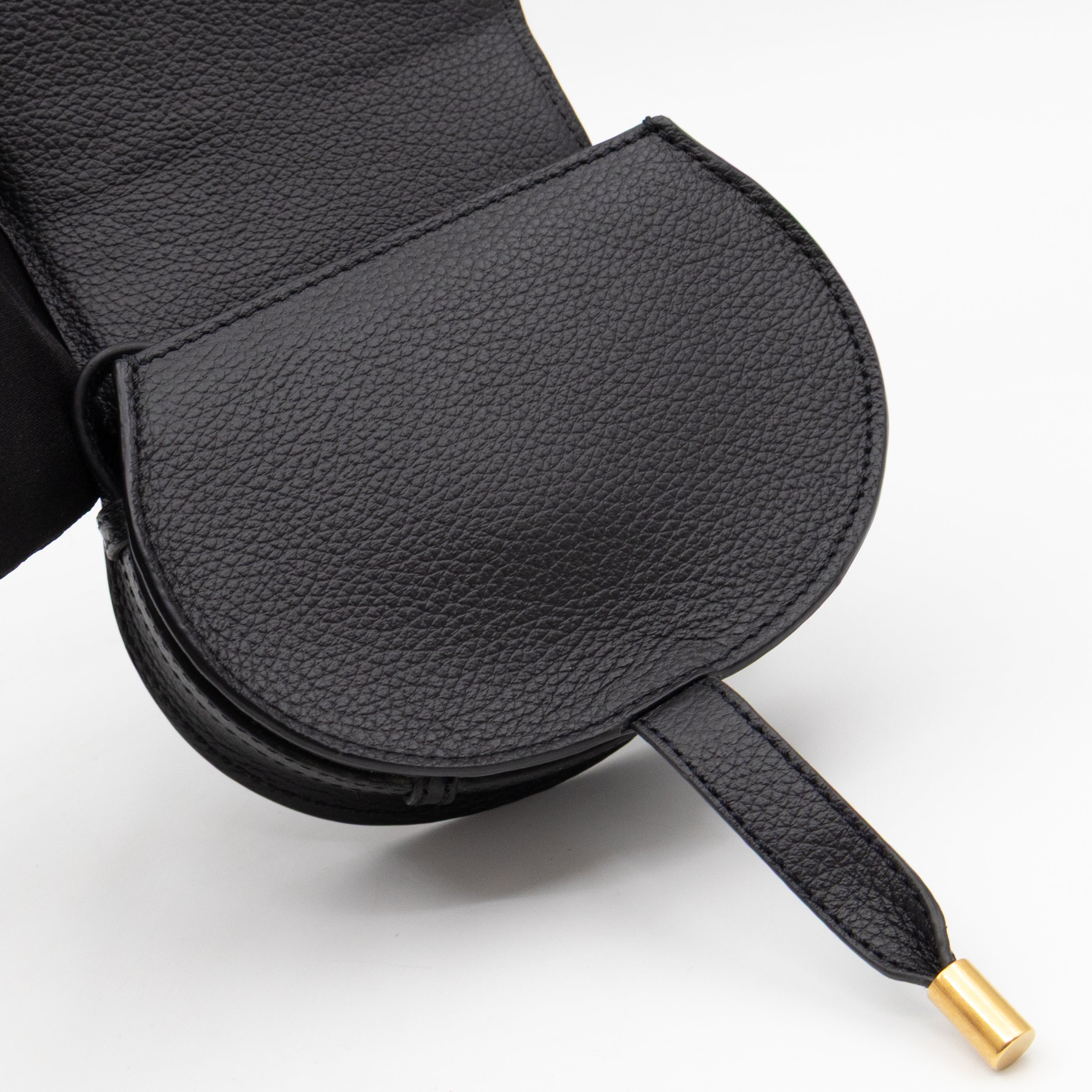 Marcie Saddle Micro Crossbody Bag Black Leather