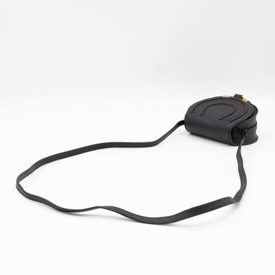 Marcie Saddle Micro Crossbody Bag Black Leather