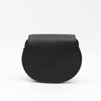 Marcie Saddle Micro Crossbody Bag Black Leather