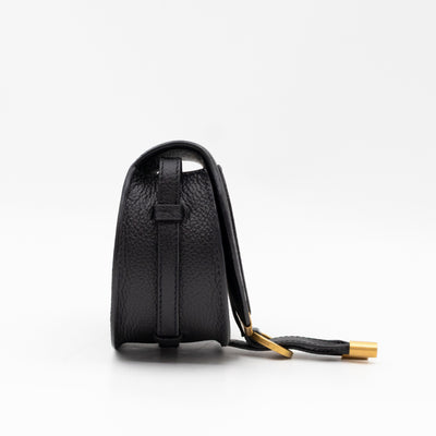 Marcie Saddle Micro Crossbody Bag Black Leather