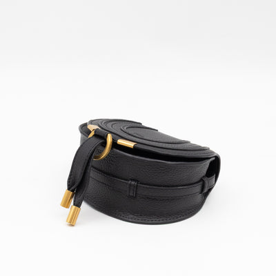 Marcie Saddle Micro Crossbody Bag Black Leather
