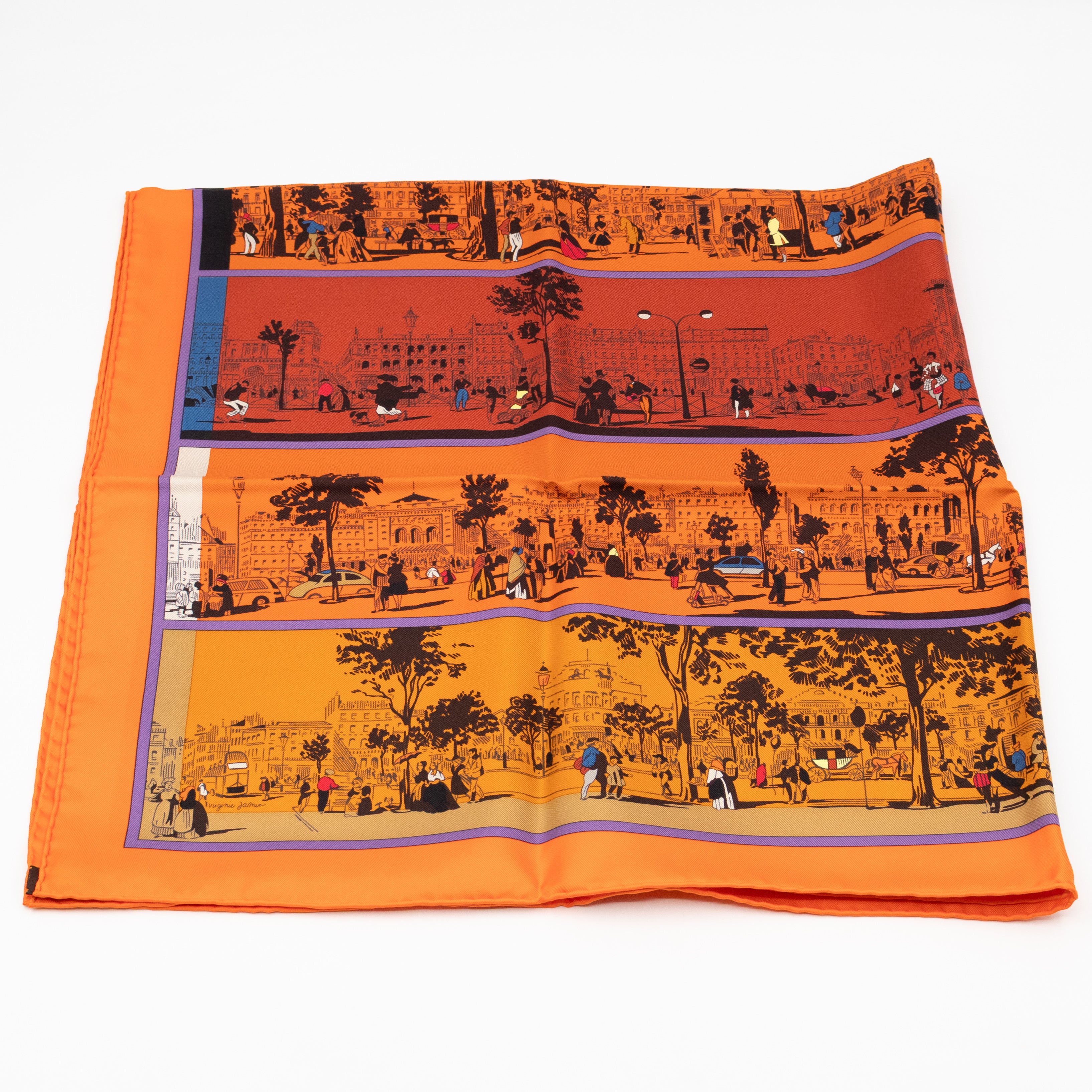 Silk Scarf 90 A l'Ombre des Boulevards Orange