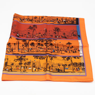 Silk Scarf 90 A l'Ombre des Boulevards Orange