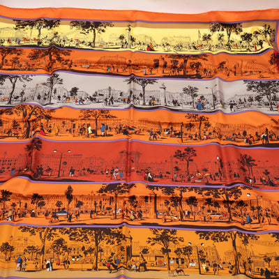 Silk Scarf 90 A l'Ombre des Boulevards Orange