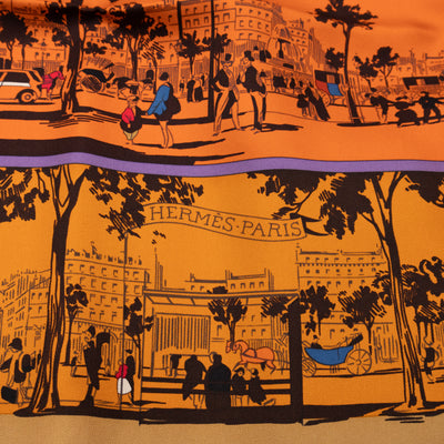 Silk Scarf 90 A l'Ombre des Boulevards Orange
