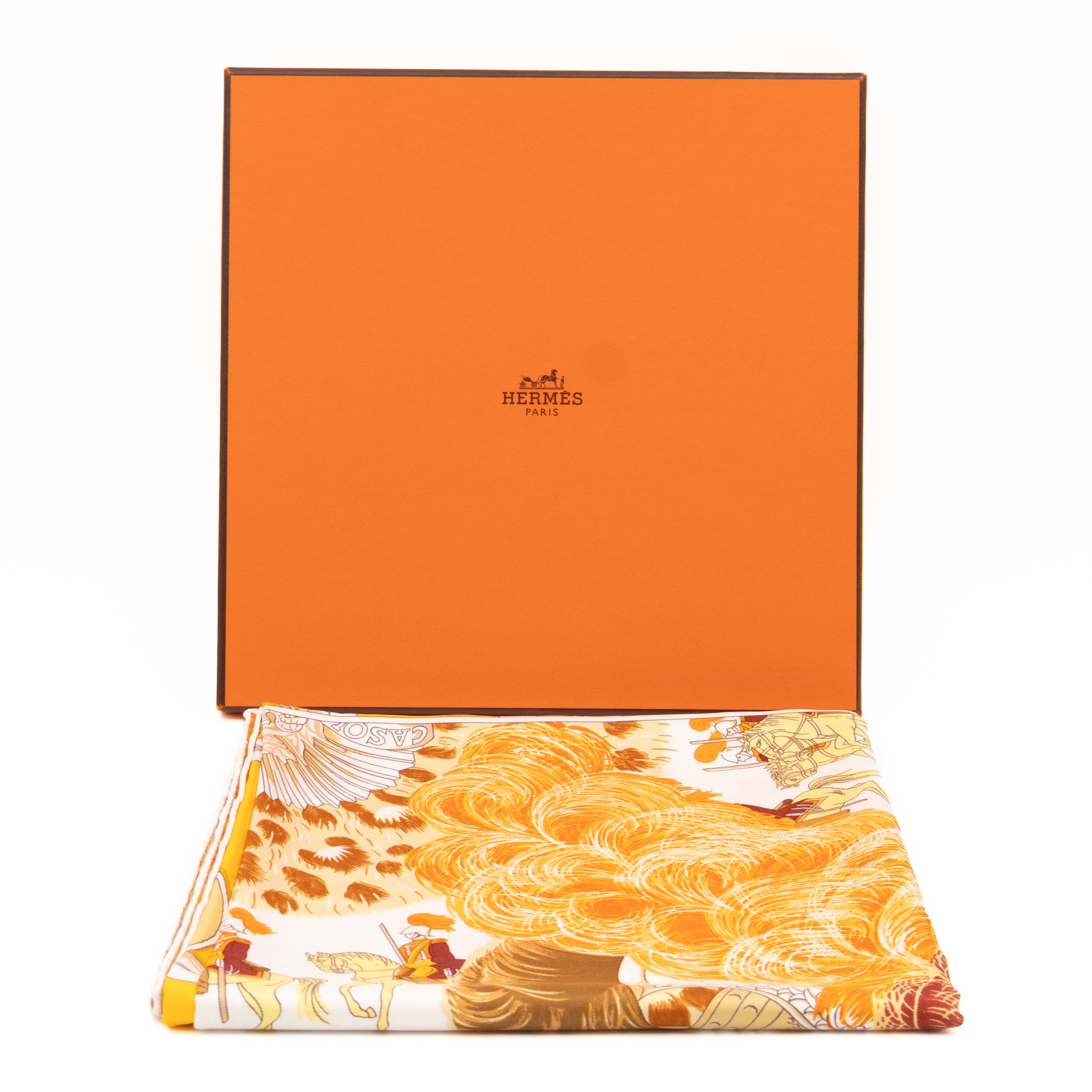Silk Scarf 90 Plumets du Roy Orange Yellow